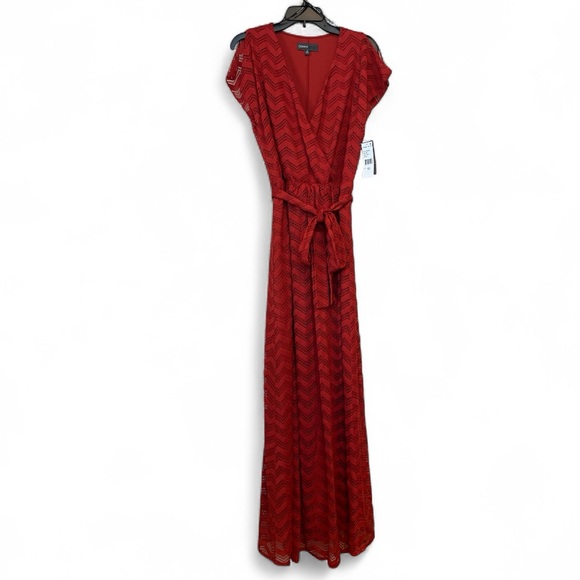 DONNA RICO Wrap Front Tie Waist Maxi Dress Size 10 Flowy Chevron $119 NWT - Picture 5 of 11